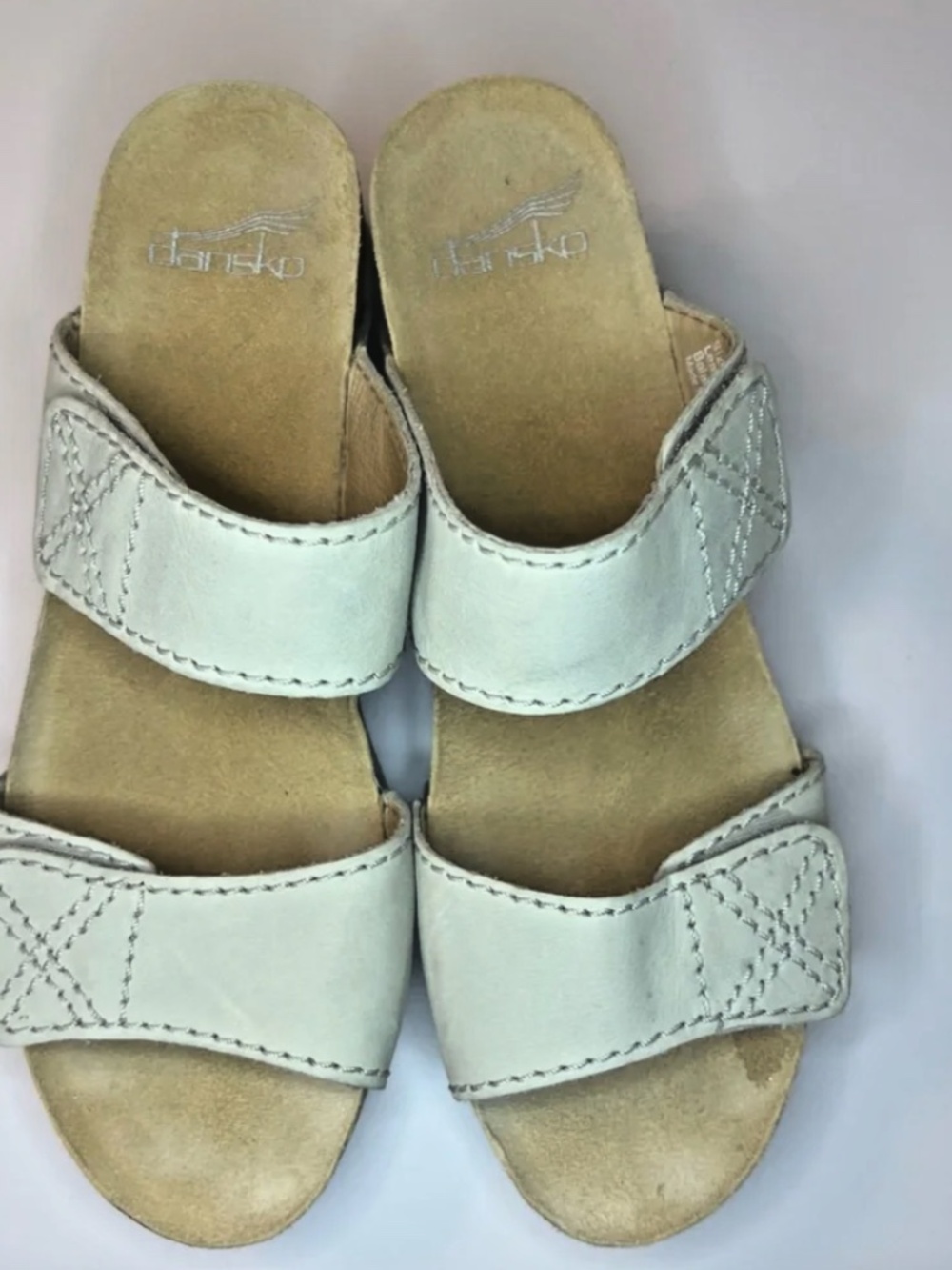 Dansko Maddy Milled Oyster Nubuck Women's Slip On Slide Sandals 38/US 7.5-8